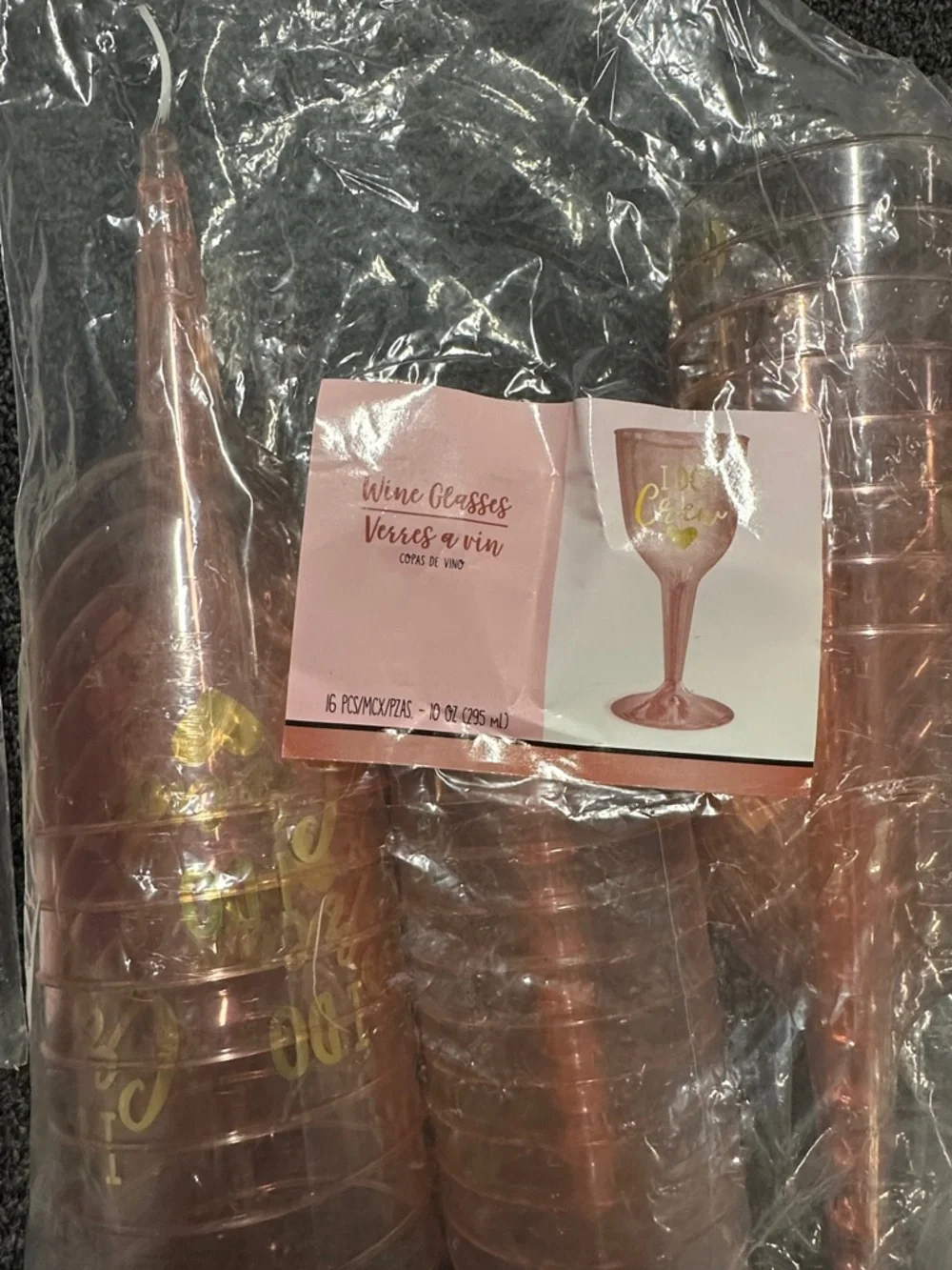 Rose Gold Wine Glasses Set with Gold Lettering 16